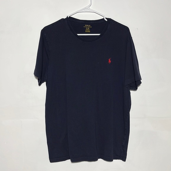 POLO Ralph Lauren Navy Jersey Crewneck Custom Fit T-shirt Size L - Picture 2 of 6